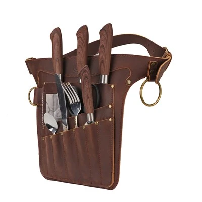 TOURBON Leather Chef Knife Storage Bag 11 Pockets